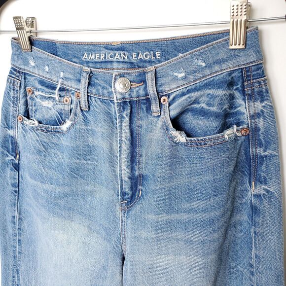 AE AMERICAN EAGLE Women's Size 4R Super High-Waisted Baggy Wide-Leg Jeans Trendy - Picture 7 of 16